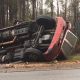 2 overturned 18 wheeler