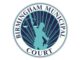 Amnistía judicial en Birmingham permite limpiar historial Sello oficial circular de Birmingham Municipal Court con la balanza de la justicia sobre un fondo blanco.