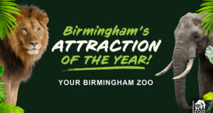 Alabama celebra el 4 de julio con entradas gratis al zoo Letrero oficial del Zoo de Birmingham en Alabama que destaca al parque como la atracción del año.