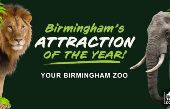 Alabama celebra el 4 de julio con entradas gratis al zoo Letrero oficial del Zoo de Birmingham en Alabama que destaca al parque como la atracción del año.