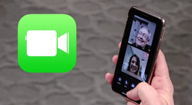 Estafas por FaceTime en Alabama roban datos biométricos Celular mostrando una videollamada de FaceTime entre un adulto mayor y una mujer, junto al logo verde de la aplicación.