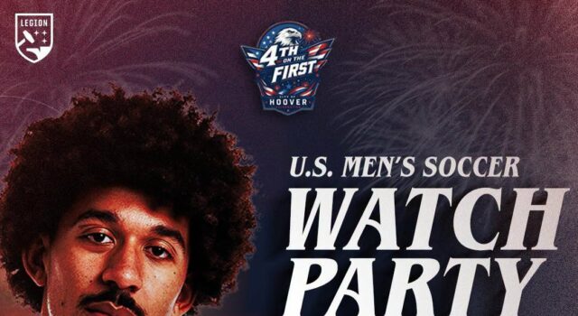 Fiesta del 4 de julio en Hoover tendrá récord Guinness Cartel promocional del evento 4th on the First en Hoover con la imagen del futbolista Chris Richards y detalles del festival.