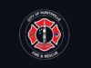 Huntsville aprueba terreno para nueva estación de bomberos Escudo oficial de Huntsville Fire and Rescue con la figura de un cohete espacial sobre fondo negro.