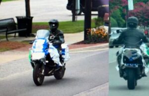 Robo al banco PNC de Springville moviliza al FBI Sospechoso del robo al banco PNC conduciendo una motocicleta con envolturas blancas y azules en Springville, Alabama.