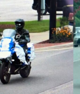 Robo al banco PNC de Springville moviliza al FBI Sospechoso del robo al banco PNC conduciendo una motocicleta con envolturas blancas y azules en Springville, Alabama.