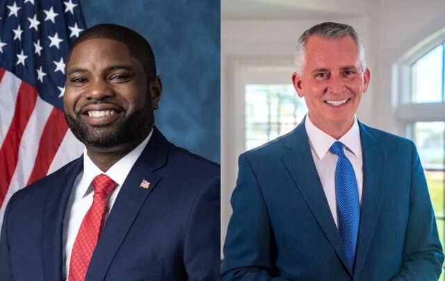 Retratos de dos candidatos políticos que participaron en las elecciones primarias de Florida.