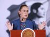 México envía insumos pero frena rescate militar Claudia Sheinbaum presidenta de México ofreciendo declaraciones sobre el envío de ayuda tras el terremoto.