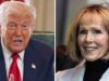 Corte Suprema de EE. UU. rechaza apelación de Donald Trump Retratos del presidente Donald Trump y la escritora E. Jean Carroll enfrentados por fallo de la Corte Suprema.