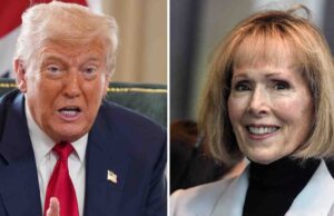 Corte Suprema de EE. UU. rechaza apelación de Donald Trump Retratos del presidente Donald Trump y la escritora E. Jean Carroll enfrentados por fallo de la Corte Suprema.