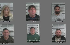 Expolicías de Alabama aceptan condena por corrupción Fichas policiales de seis implicados en el caso de corrupción en Hanceville, Alabama.