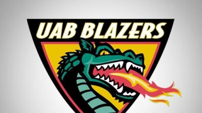 UAB vende entradas individuales para partidos de otoño Logotipo oficial de UAB Blazers con un dragón verde escupiendo fuego sobre fondo amarillo y rojo.