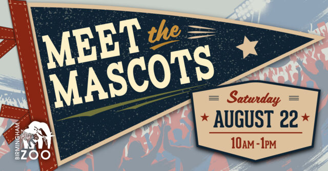 Banderín publicitario del evento Meet the Mascots en el Zoo de Birmingham el sábado 22 de agosto.