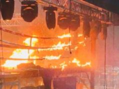 México cae arresto de implicados en incendio de Hermosillo Ring de boxeo consumido por intensas llamas en el Centro de Usos Múltiples de Hermosillo durante ataque en México.
