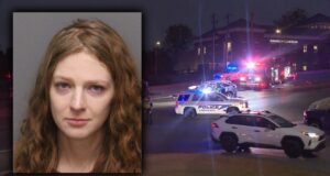 Revocan fianza a acusada de choque fatal en Hoover Retrato policial de Sarah Rose Tisdale junto a la escena nocturna del choque atendida por patrullas de Hoover.