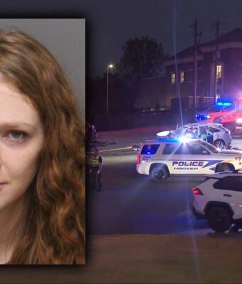 Revocan fianza a acusada de choque fatal en Hoover Retrato policial de Sarah Rose Tisdale junto a la escena nocturna del choque atendida por patrullas de Hoover.